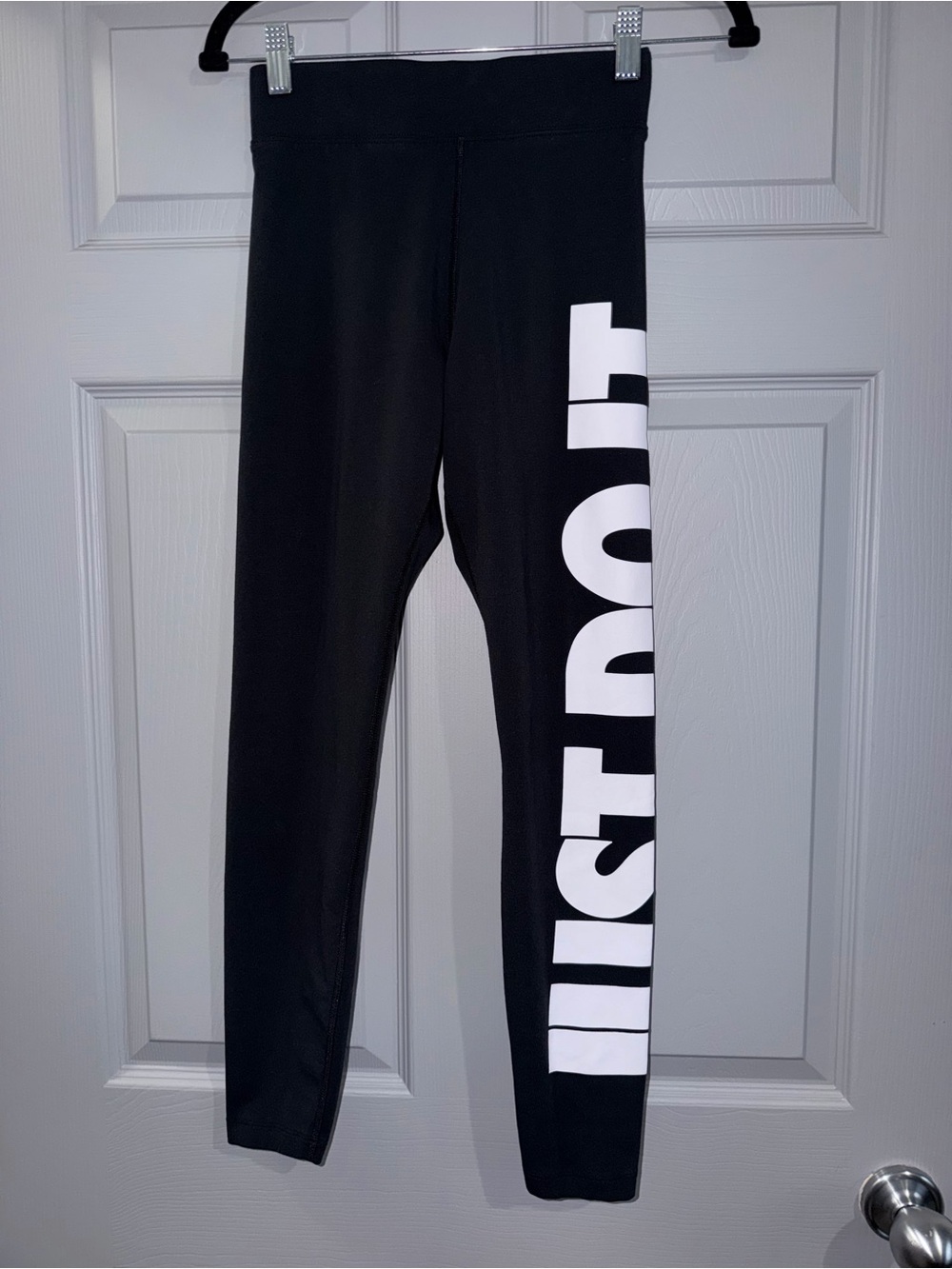 Black Leggings with White Side Logo